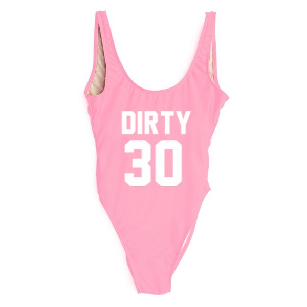 

one piece swimsuit women swimwear dirty 30 letter print bathing suit high cut monokini black summer beach wear mayo plus size, White;black