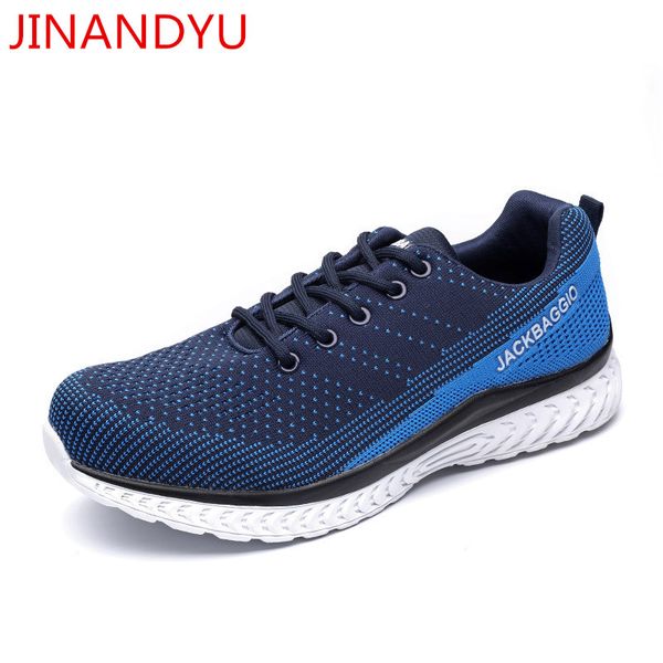 

summer breathable steel toe work safety shoes for men lightweight sneakers casual work shoes protective safety boots safty, Black