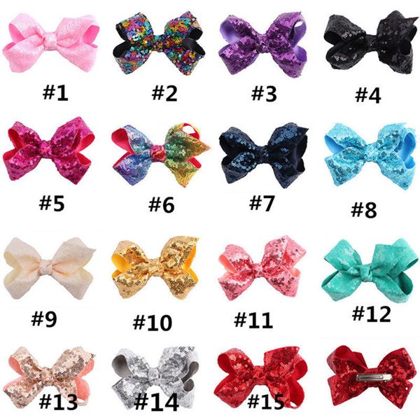 

sequins girls hairclip sparkly rainbow jumbo bow barrettes 12cm bowknot sequin hair clip children mermaid hairpin hair accessories gift, Slivery;white
