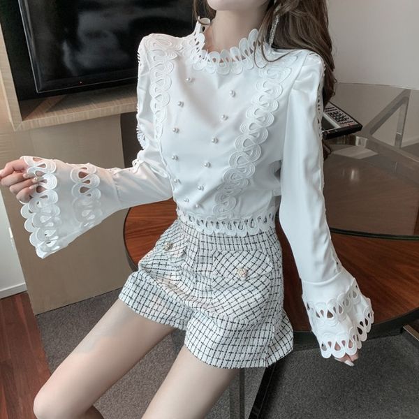 

women's blouses & shirts bead wok women white