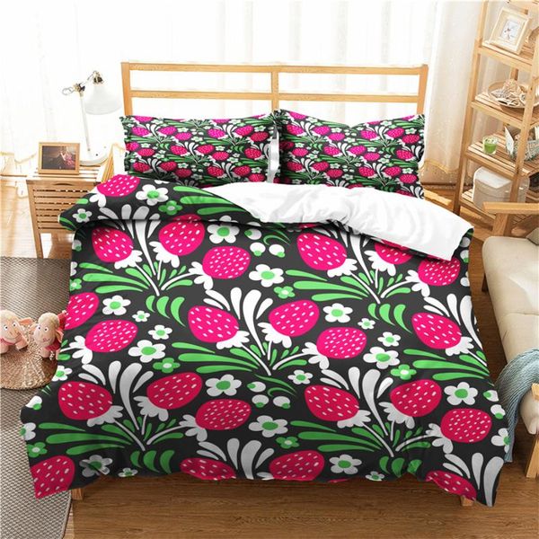 A Bedding Set 3d Printed Duvet Cover Bed Set Colorful Fruits Home