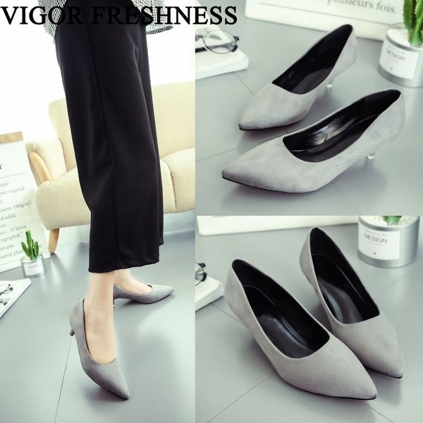 

vigor freshness women spring pumps low heels stiletto shoes woman autumn 4cm ladies dress pumps office work shoes party wy456, Black