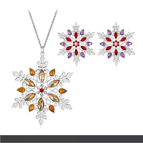 

мода замороженная снежинка блестящий горный хрусталь кулон ожерелья для женщин ювелирные аксессуары твист цепи ожерелье рождественский подар, Silver