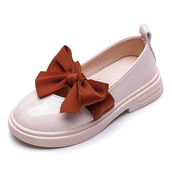 

children korean version of the leather shoes 2019 autumn bow little girl students white single shoes girls casual princess, Black;grey