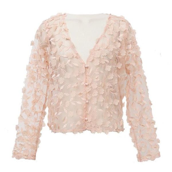 

lace female summer flower casual chiffon shirt women blouses blusas, White