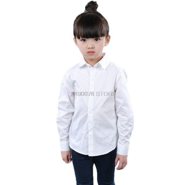 

School Boys Girls Formal Dress Shirt Brand Fashion Long Sleeve White Shirt for Big Boys Children Performance Clothing Blouse