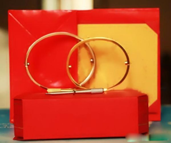 

Jewelry Titanium Steel Love Bracelets silver rose gold Bangles Women Men Screw Screwdriver Bracelet Couple Jewelry with original box set