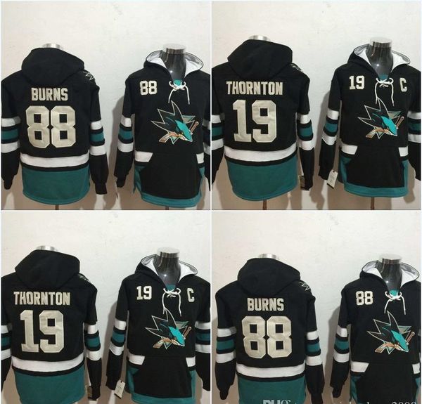 

san jose hoodie 19 joe thornton 88 brent burns hoodie sweater hockey jerseys all stitched ing, Black;red