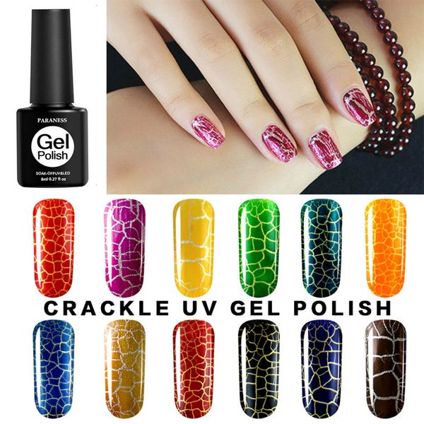 

8ml soak off crackle nail polish perfect cracking nail lacquer primer quick drying diy beauty art tools, Red;pink