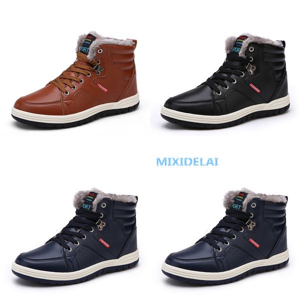 

mixidelai 2019 fashion men winter snow boots keep warm boots plush ankle boot snow work shoes casual men's snow boots size 39-48, Black