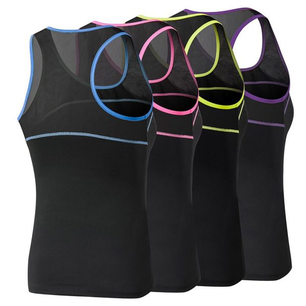 

женский стенд воротник сплошной цвет запуск футболки stretch бодибилдинг йога vest 2020, White;red