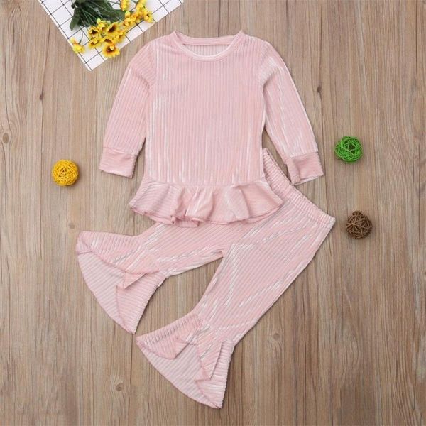 

pudcoco girl set 2pcs kids baby girl velvet t-shirt + long pants clothes outfits set 1-5years, White
