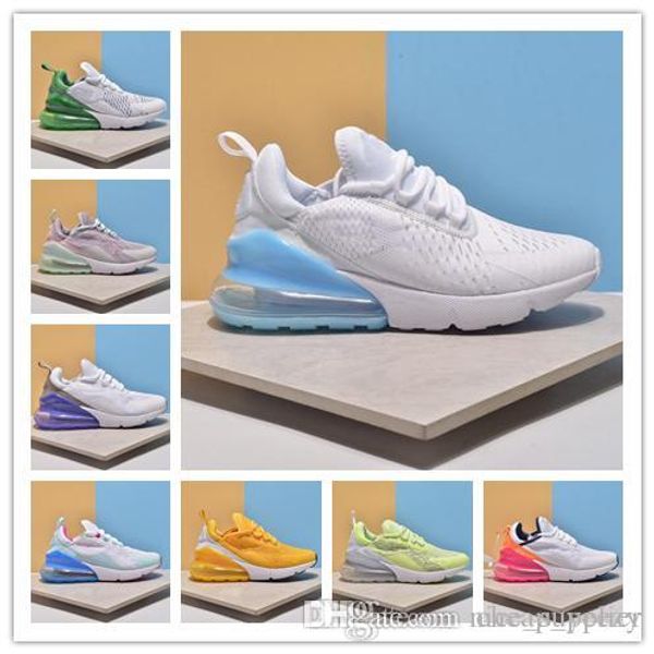 

2019 new 270s mini punch pink blue men women running shoes triple white red yellow olive volt womens mens 270s flair