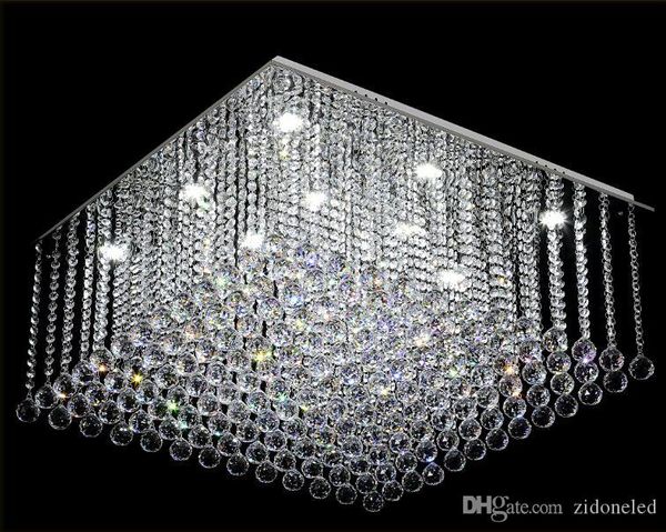 

contemporary square crystal chandelier k9 crystal rain drop luxury flush mount led crystal light lustres de cristal for living room