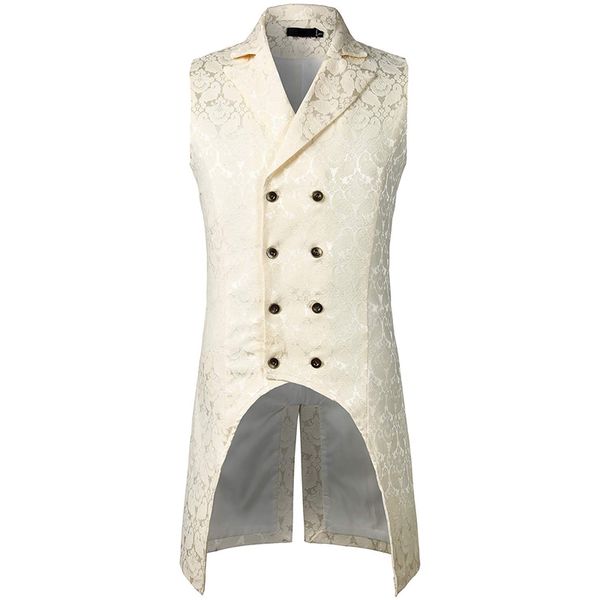 Gilet steampunk gotico da uomo doppio petto senza maniche jacquard frac abito medievale vittoriano cosplay gilet costume di scena XXL