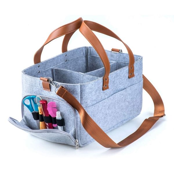 

baby diaper caddy, nursery diaper tote bag, large portable car travel organizer, boy girl diaper storage bin for changing tabl