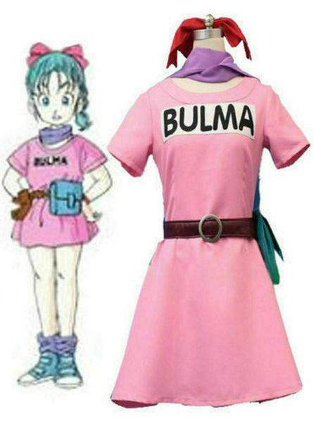 

cos dragonball z bulma cosplay costume, Black;red