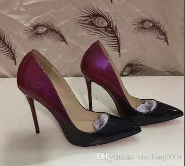 

fashion women red black patent leather point toe shoes high heels thin heeled shoes pumps genuine leather big size