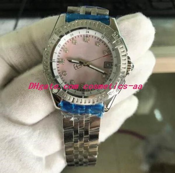 

luxury wristwatch women lady quartz watch pink dial stainless steel bracelet female wristwatch diamond number women watch, Slivery;brown