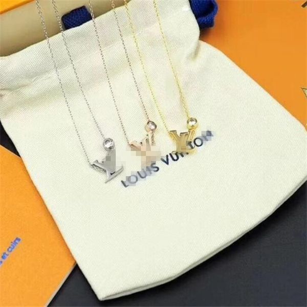 

v designer brand choker necklaces jewelry 316l titanium steel 18k rose gold plated necklace silver normal size necklace pendant