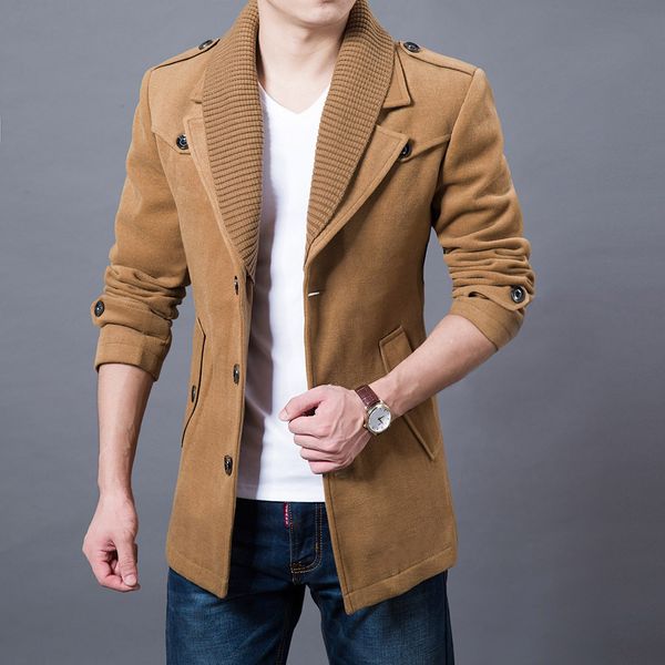 

2017 business men casual warm coats size m-3xl good quality single breasted design thicken man fashion wool clothings, White;black