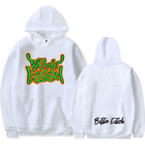 

fashion billie eilish hoodie for kids adults trendy pullover hip hop casual cool pocket sweatshirt harajuku teenage streetwear, Black