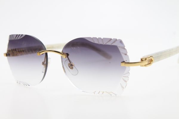 

designer 8200761 logo with box carved grey lens marble transparent white aztec arms rimless glasses, White;black