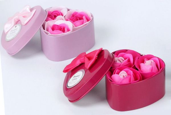 

200box 3pcs beautiful heart scented bath body petal rose flower soap wedding decoration valentine's gift