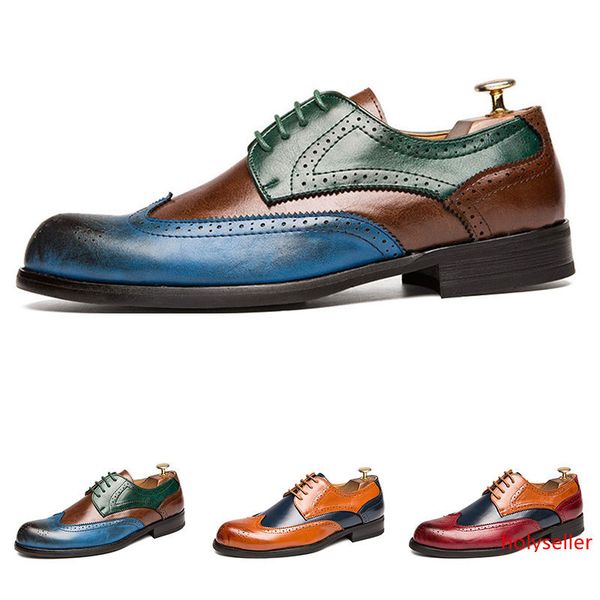 

large size mens dress shoes leather carved colorful business casual prom flat comfortable wedding good quality size 38-47 two