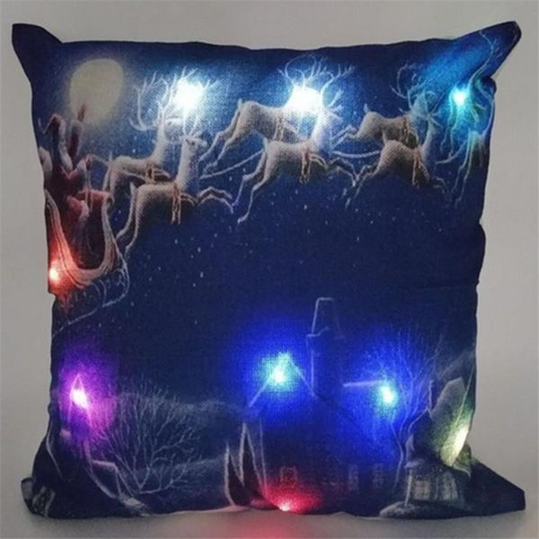 

led light pillow case luminous christmas decorations pillow cover santa claus reindeer pillowcase sofa car decor linen cushion covers best