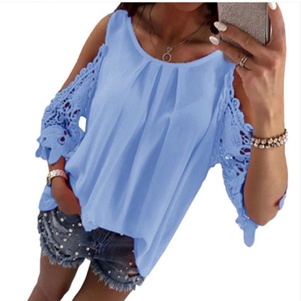 

women clothes blouse women womens and blouse shirt summer casual hollow out sleeve off shoulder shirt blouse boho tunic, White
