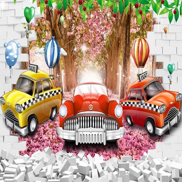 

custom large mural 3d wallpaper cartoon fantasy world car brick child bedroom mural tv back wall decor deep 5d embossed