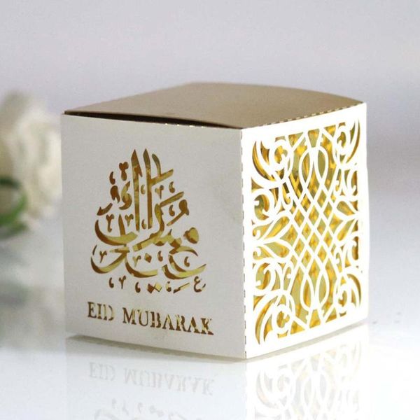 

50pcs/set happy eid mubarak candy box ramadan decorations paper gift boxes islamic muslim al-fitr eid party supplies 4 colors