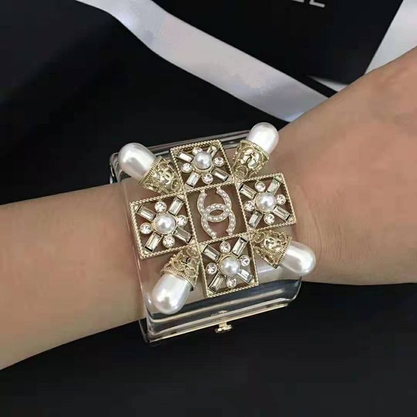 

высокое качество luxury дизайнер ювелирных изделий золотой жемчуг смолы браслеты для женщин моды девушки браслет ювелирных изделий дар, Black