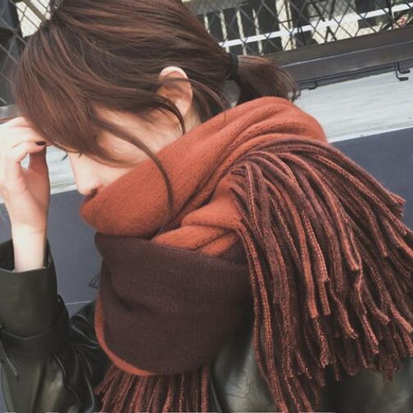 

the new scarf pure color copy han edition scarves cashmere upset female tassel scarf long qiu dong joker double-side shawl, Blue;gray