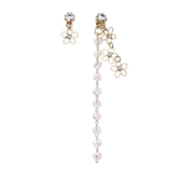 

корейские серьги асимметричная личность кисточка кристалл rhinestone серьги женщины мотаться pendientes цветок уха ювелирные изделия, Silver