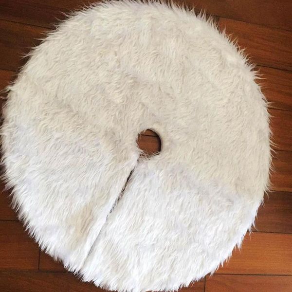 

white plush christmas tree skirt home outdoor decor round carpet floor mat
