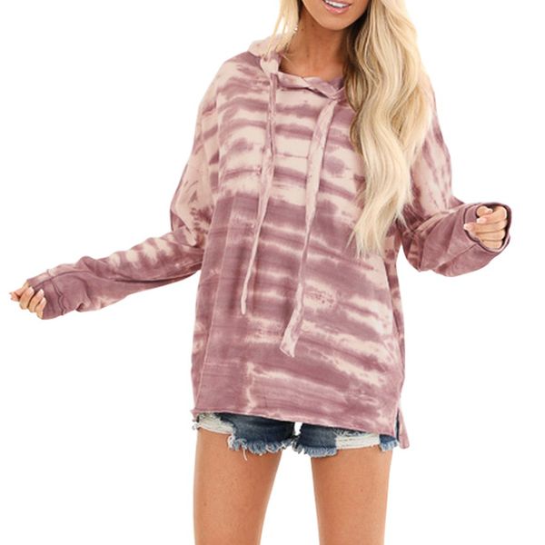 

womens oversized hoodie sweatshirt autumn spring loose casual hooded long sleeve tie print pullover jumper sweatshirt s-3xl, Black