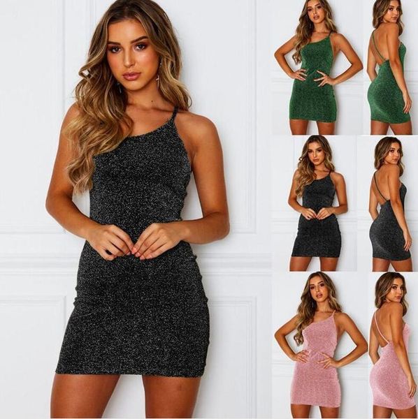 

women summer bodycon dress mini skirt party club wear skinny skirt fashion slim dresses solid color spaghetti straps beach dress cz527, White