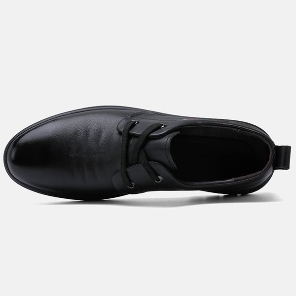

loafers mens shoes genuine leather formal shoes brand lace up dress shoes oxfords retro office footwear fashion, Black