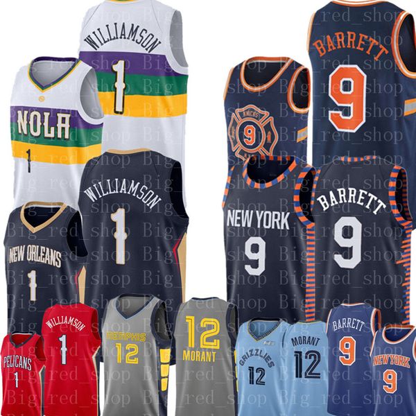 

New york 2019 knick 9 rj barrett pelican 1 zion william on jer ey memphi men grizzlie 12 ja morant ba ketball jer ey
