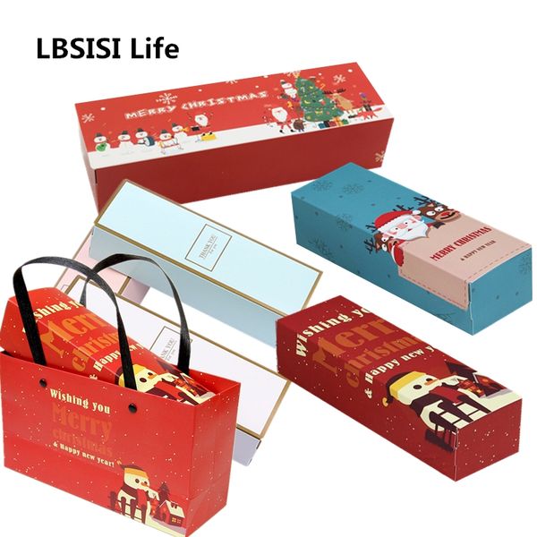 

lbsisi life 10/20 pcs candy box merry christmas paper gift box nougat candy wrapper paper boxes cookie biscuit hand bag