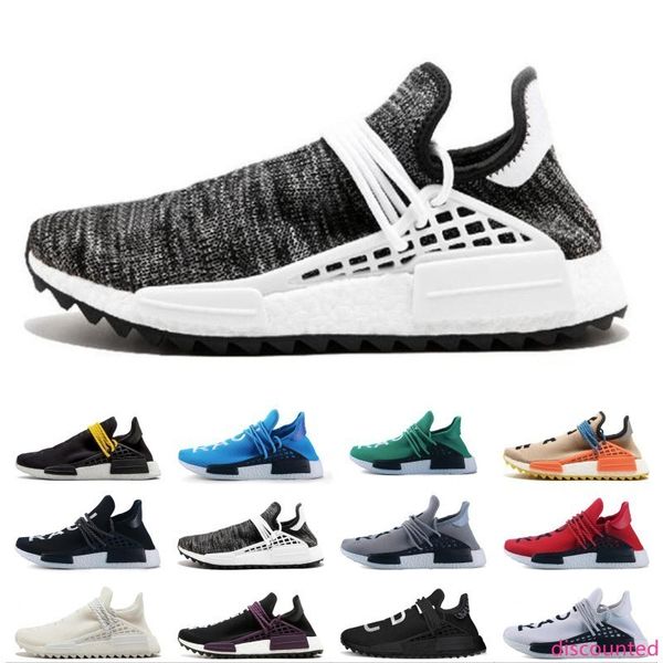

2019 new human race trail running shoes men women pharrell williams hu runner yellow black white red green grey blue sport runner sneaker