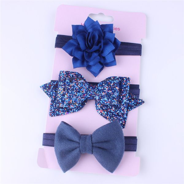 

3pcs baby headband for newborn girl hair band elastic accessories cotton bowknot headwear baby girl hair accessories, Slivery;white