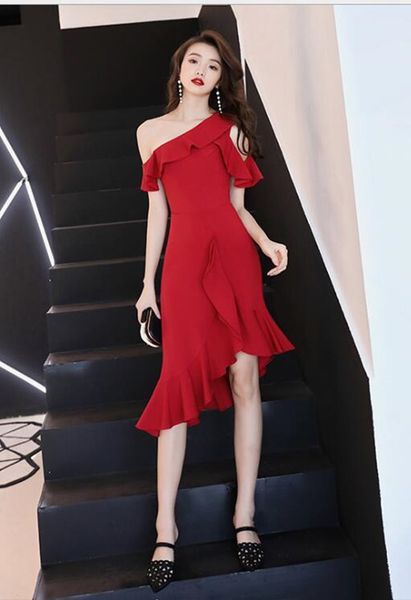 

homecoming dresses red 2020 tiered exposed boning elegant asymmetrical sheath homecoming dresses one shoulder short party dresses, Blue;pink