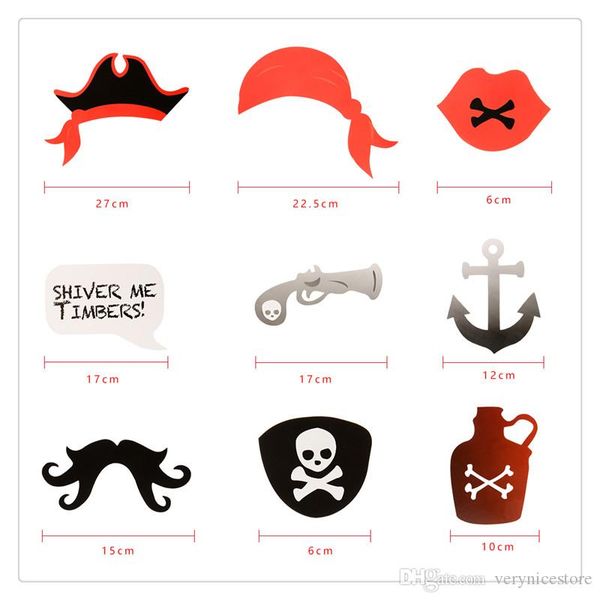 

22 Pieces Photo Booth Props DIY Photo Kit with Wood Sticks Pirate Paper Pros for Children Birthday and Graduation Party