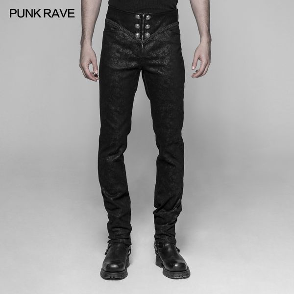 

punk rave mens pants rock floar gothic fashion retro slim-fitting men trousers stage performance pants mens long, Black