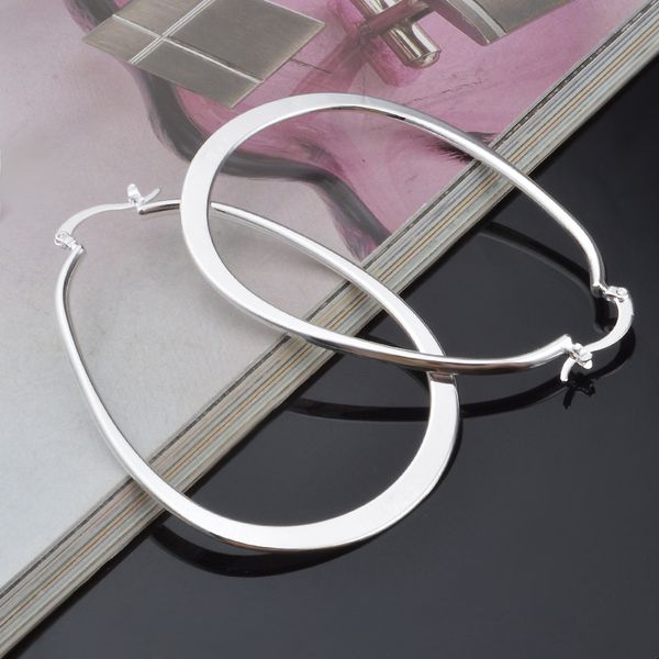 Großhandel - Mode U-Form Vogue runder Tropfen ovaler baumelnder Hoop-Ring aus 925er-Sterlingsilber mit plattiertem Tropfenohrring