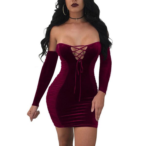 

женщины с плеча bodycon платья дамы бандаж bodycon с длинным рукавом вечерняя вечеринка клуб мини платье, Black;gray
