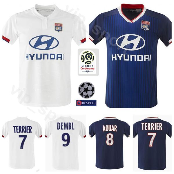 

19-20 Lyon 9 DEMBELE Jersey Olympique Lyonnais Soccer 18 FEKIR 8 AOUAR 27 CORNET 1 LOPES 14 DUBOIS Football Shirt Kits S-XXL